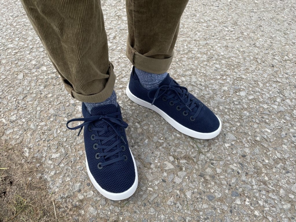 Ecothes co-founder Georges' wearing his Allbirds Tree Pipers