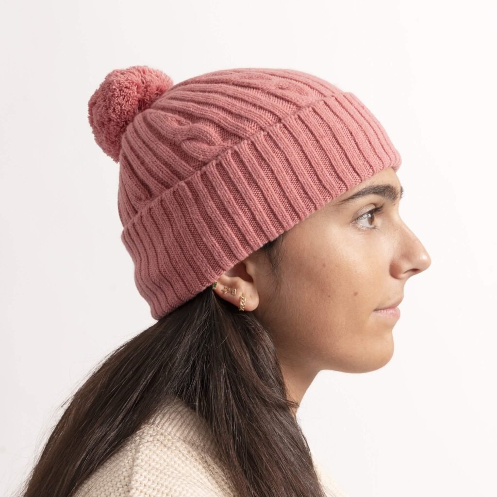 American Trench pink pom beanie