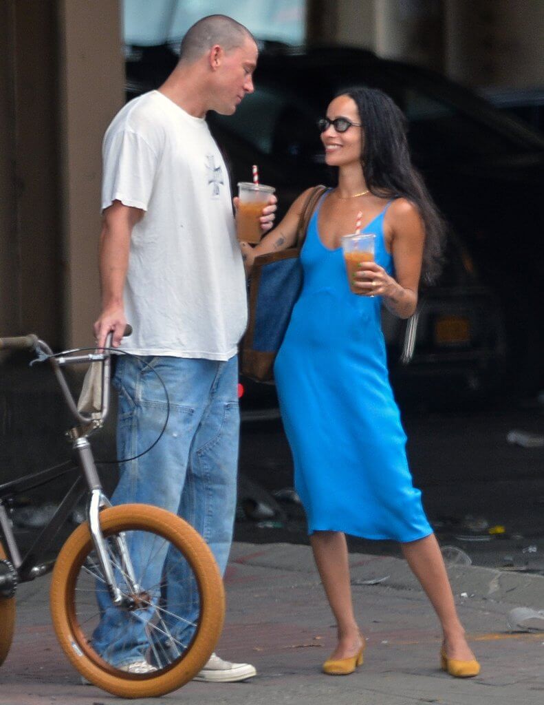 Araks blue slip dress pictured on Zoe Isabelle Kravitz