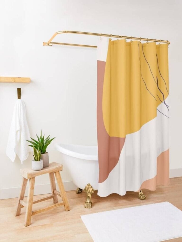 Etsy modern eco friendly shower curtain example over bath