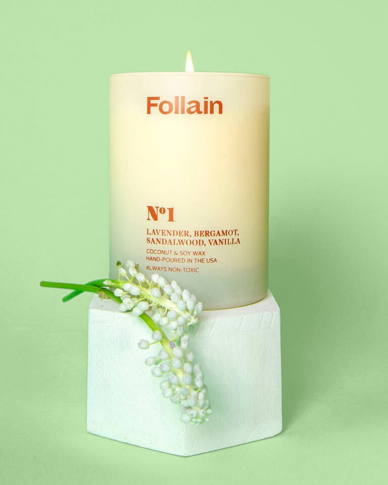 Follain sustainable non toxic candles, soy wax candle