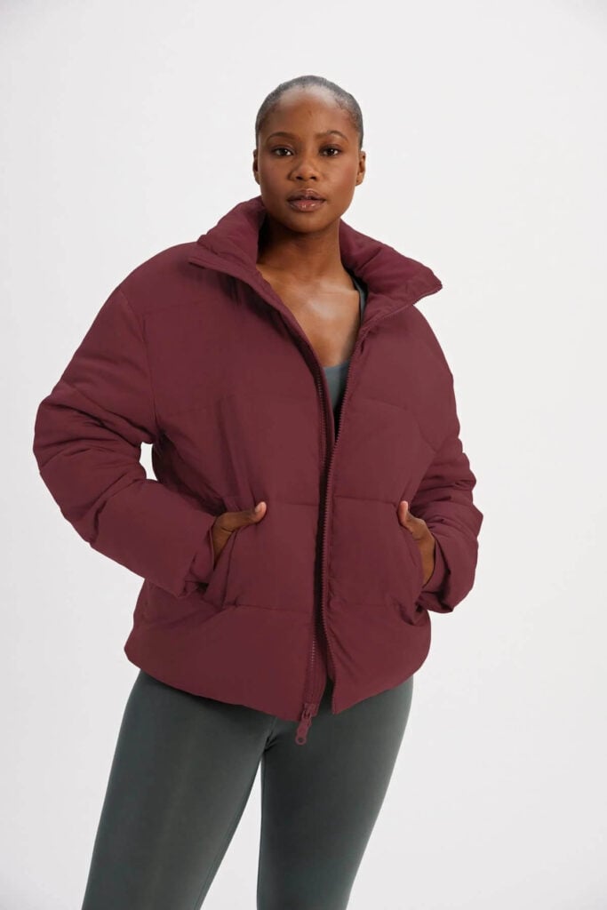 Girlfriend Collective sustainable rain jacket puffer