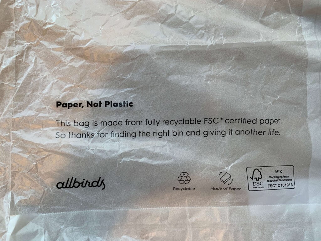 Allbirds recycled packaging