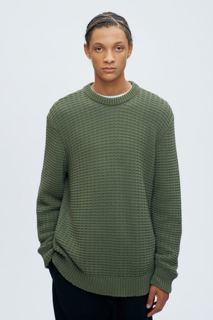 KOTN green waffle knit sweater