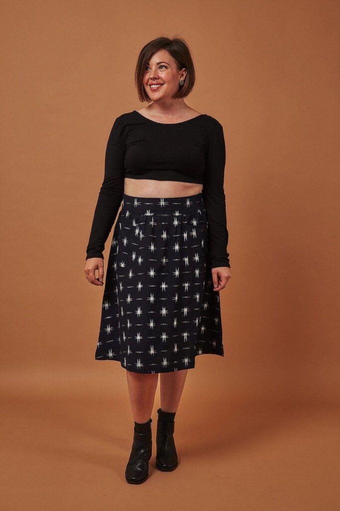 an example of the selection of sustainable skirts at Made Trade, this image features a Passion Lille skirt in black and white