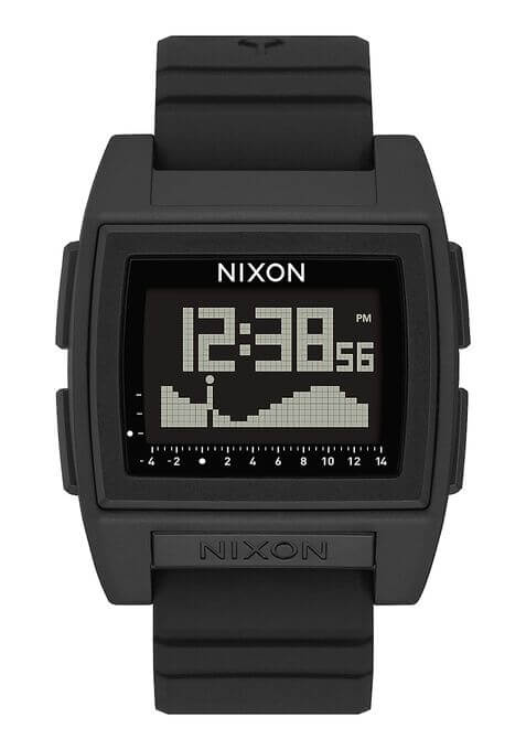 Image showing Nixon sustainable watch in black with the tide times