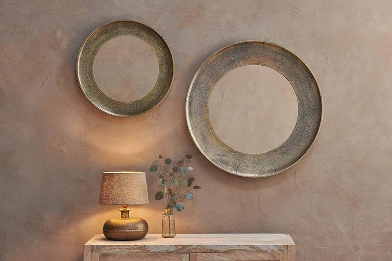 NKUKU ethical and sustainable home decoration image features mirrors and table lamp