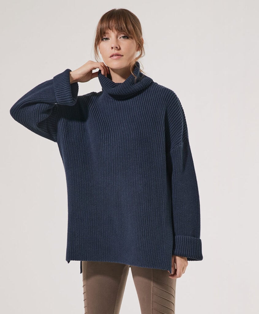 Blue turtle neck knit sweater 