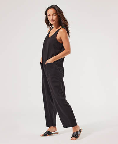 Pact black organic cotton jumpsuit