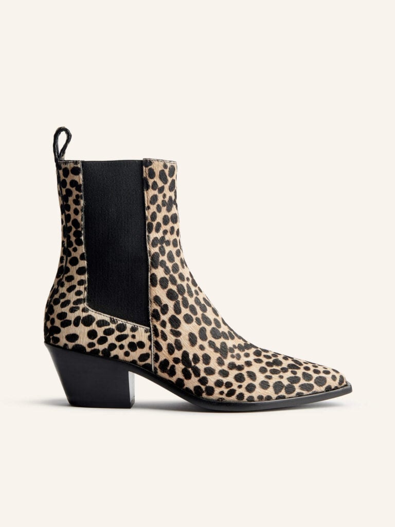 Reformation heeled boot in leopard print