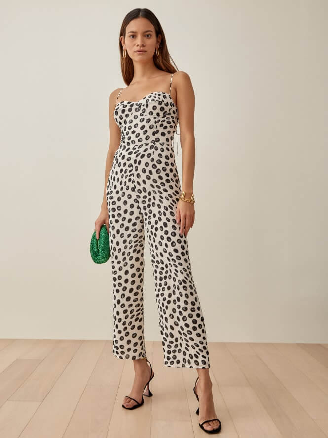 Reformation polka dot sustainable jumpsuit