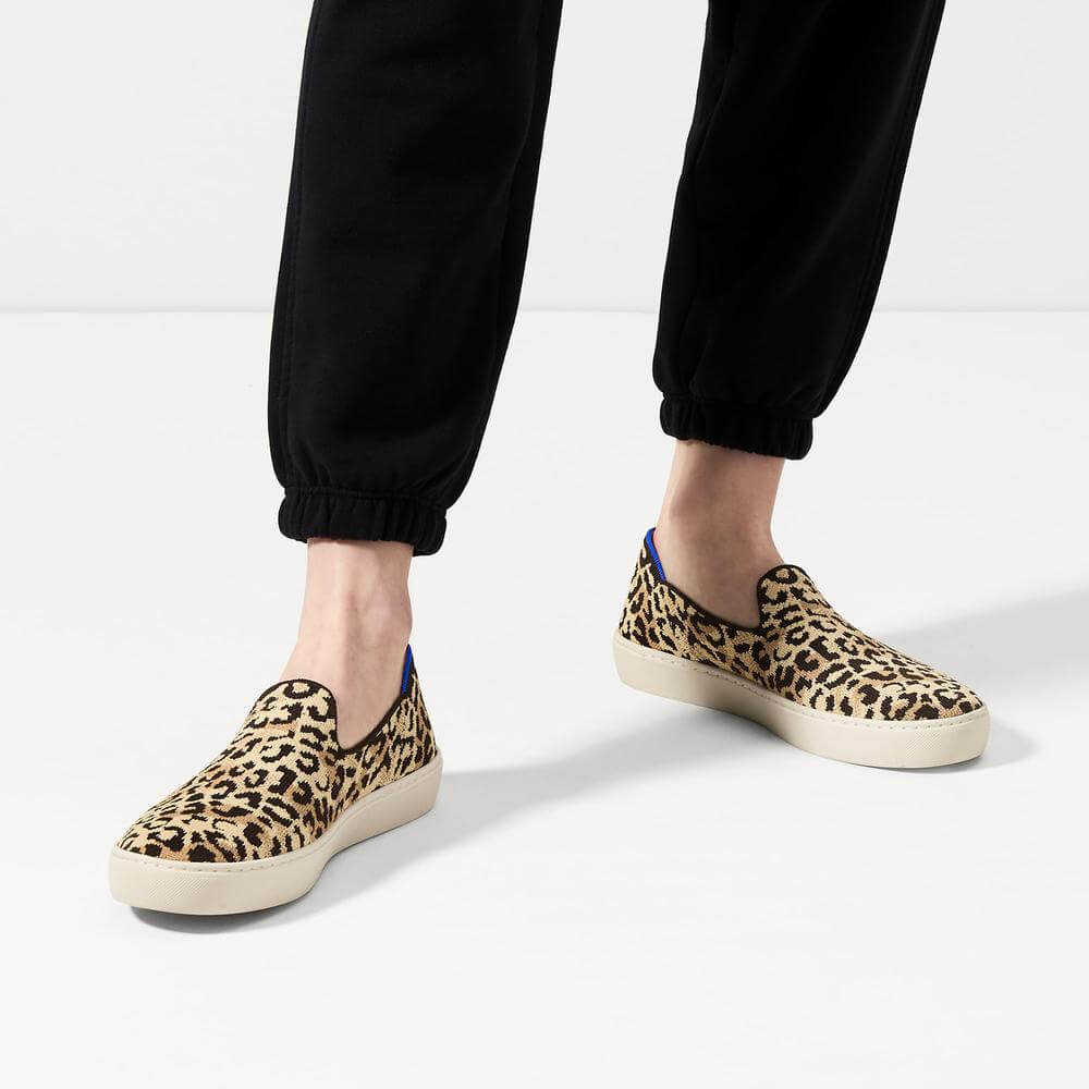 Rothy's slip on sneakers in leopard print