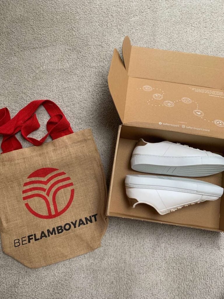 Beflamboyant Review Manimal sneakers with jute bag