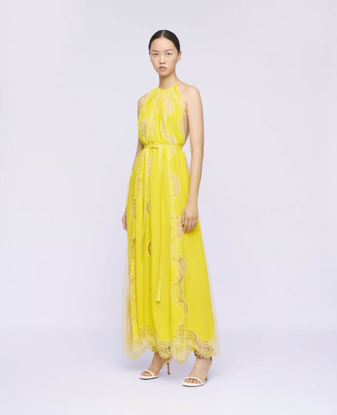 Stella McCartney sustainable maxi dress created in yellow silk 