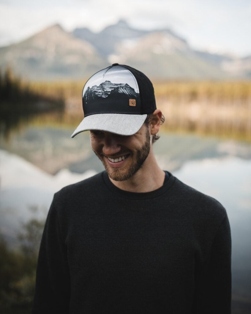 Tentree sustainable cap featuring mountain graphic