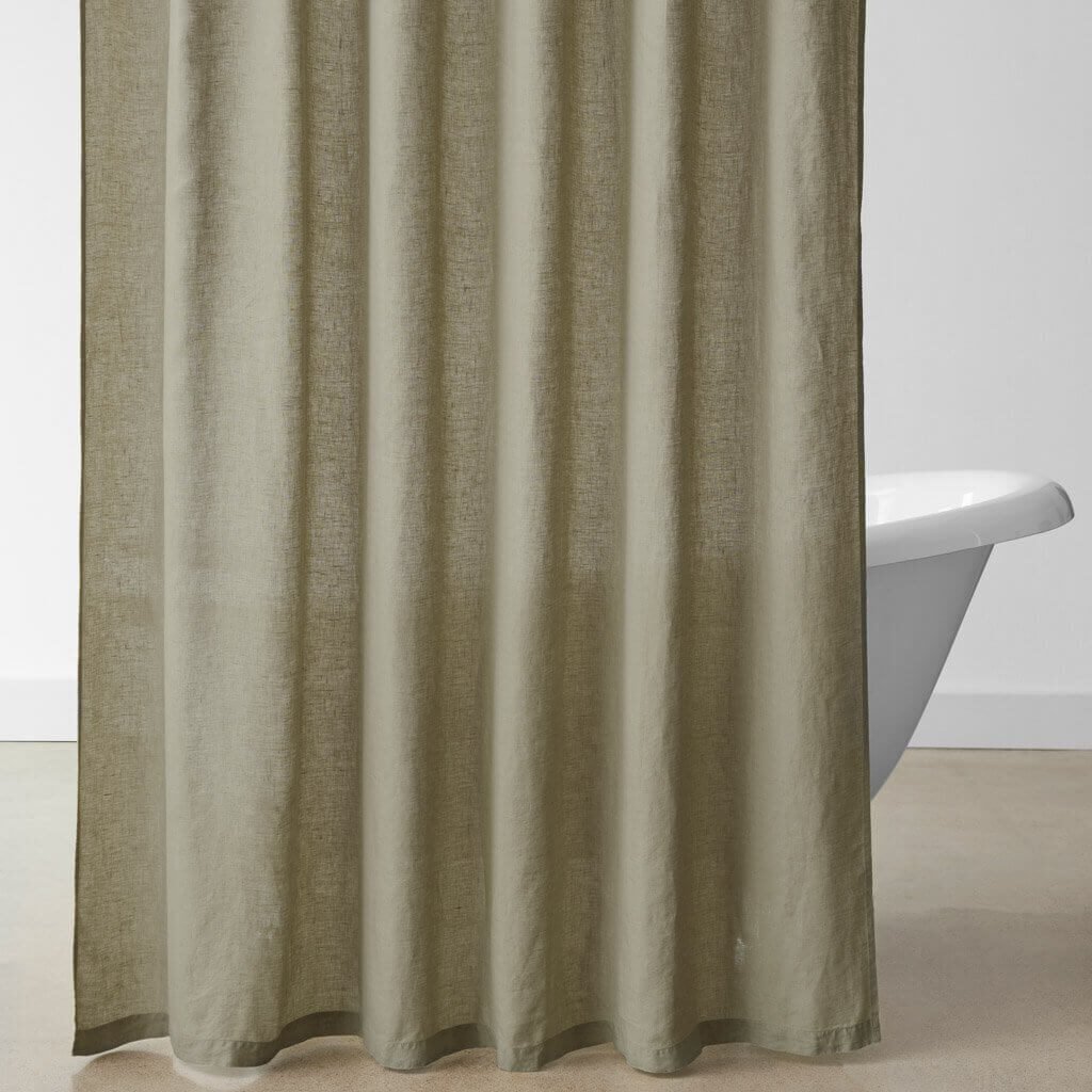 Citizenry green linen shower curtain