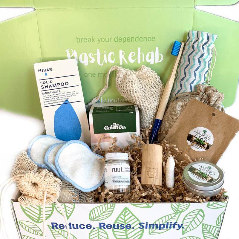 Morning routine gift box featureing recycled products and plastic free gifts