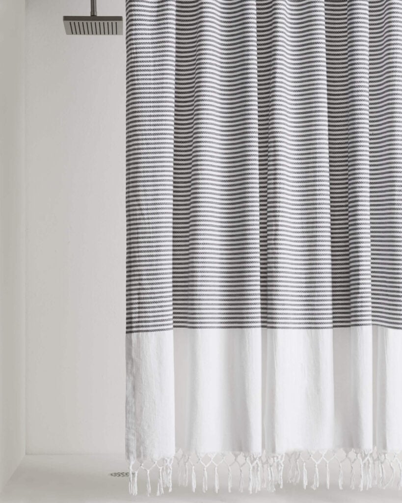 Parachute striped cotton shower curtain