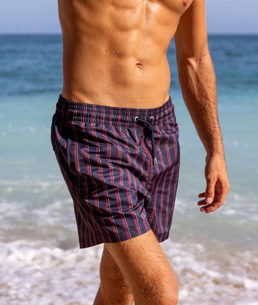 Urban kissed mens recycled plastic swim trunks