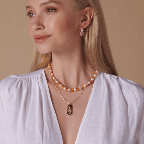 Siizu ethical jewelry examples, this image features two Siizu necklaces