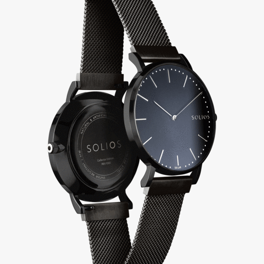 Solios black sustainable minimalist watch