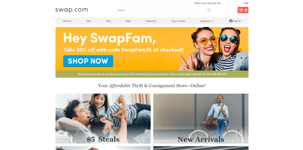 Swap online thrift store for families