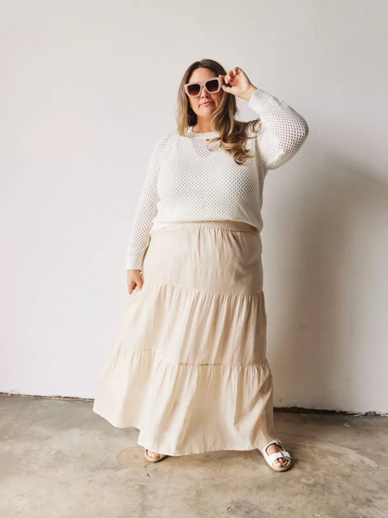 Able sustainable skirt on model