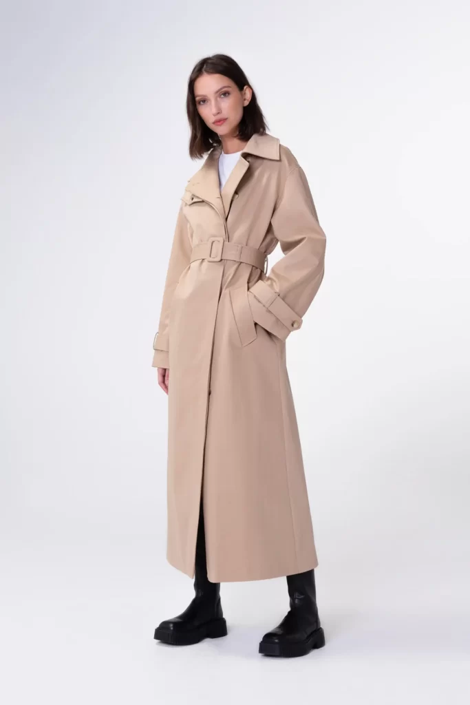 Aligne long trench coat