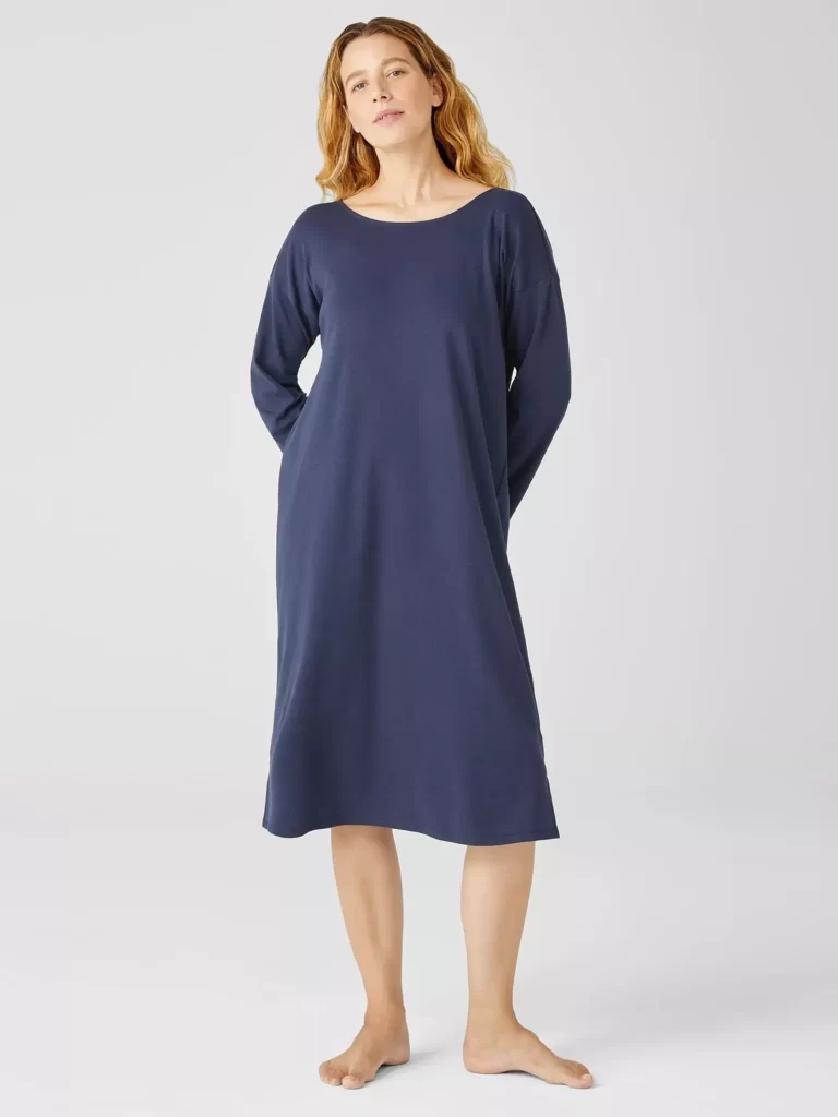 Eileen Fisher blue nightdress (sustainable sleepwear)