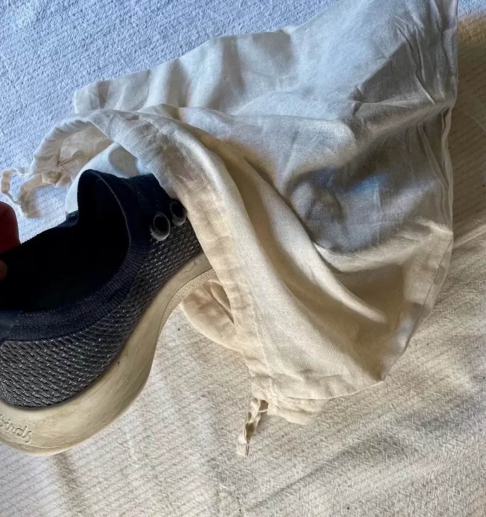 Place Allbirds into a linen wash bag