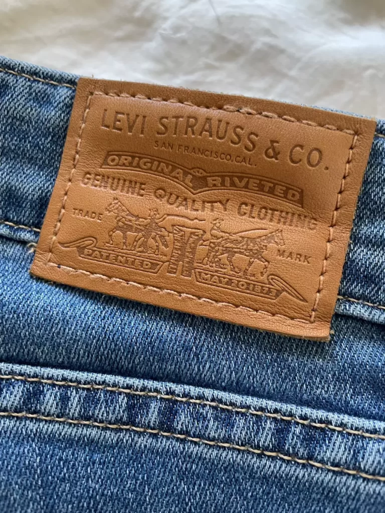 Levis leather patch jeans