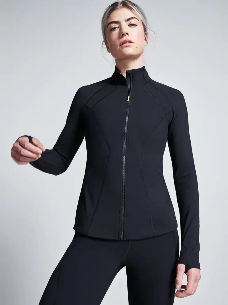 Model wearing LNDR running jacket 