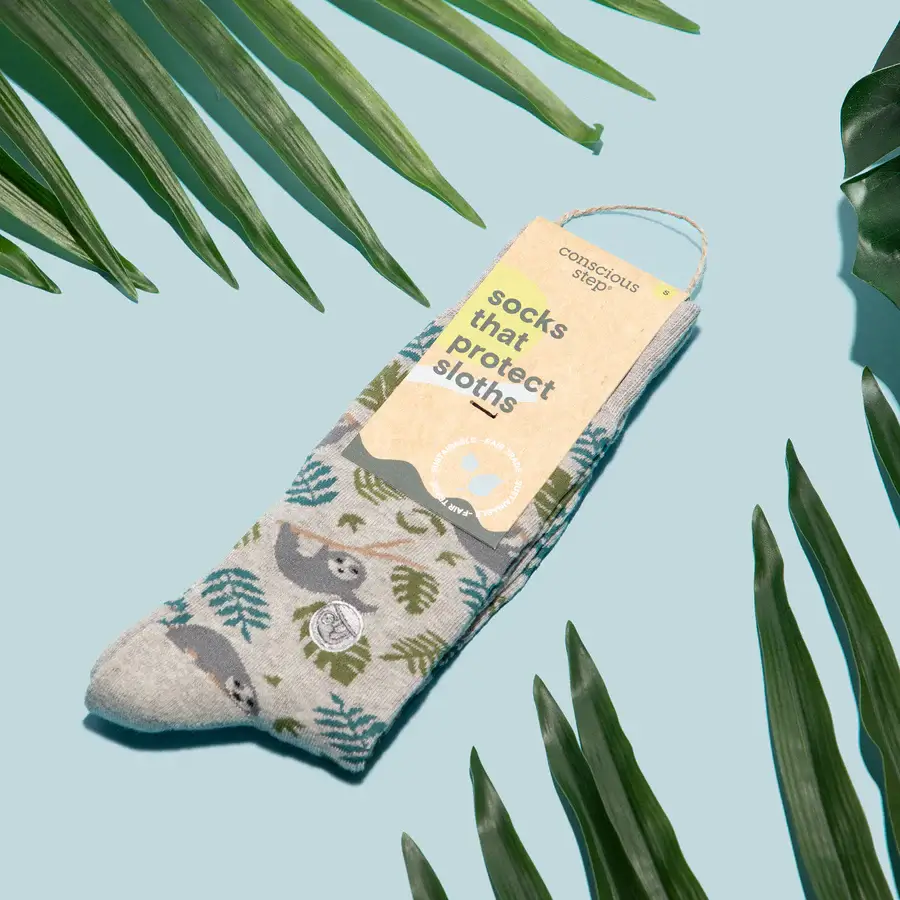 Conscious steps socks with sloths on